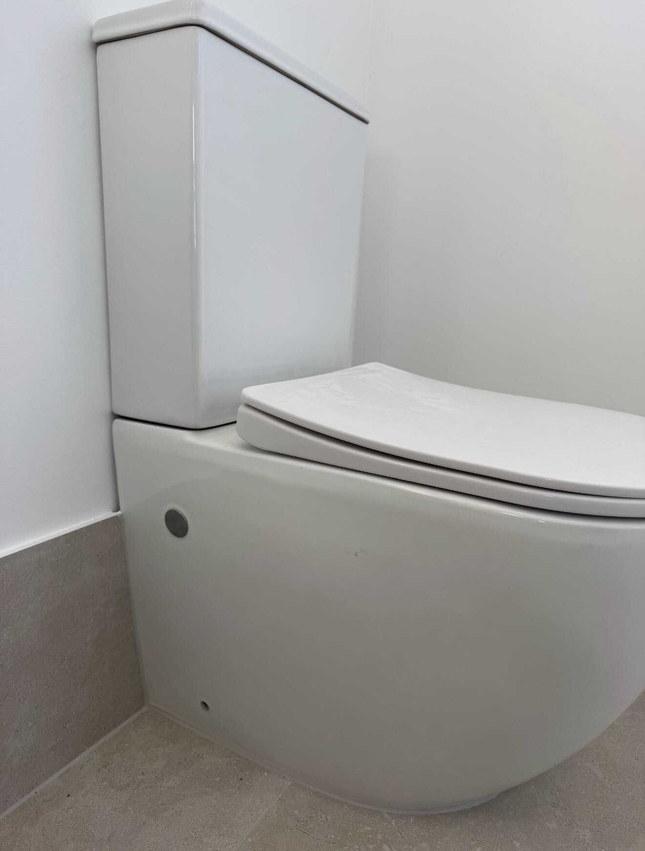 Close-up of a back-to-wall toilet